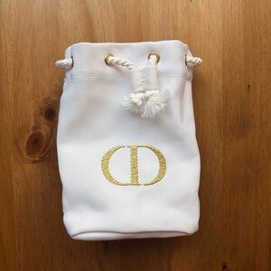 NEW DIOR Christian Dior Beige Bucket Bag Cosmetic Bag Pouch Purse Travel Bag